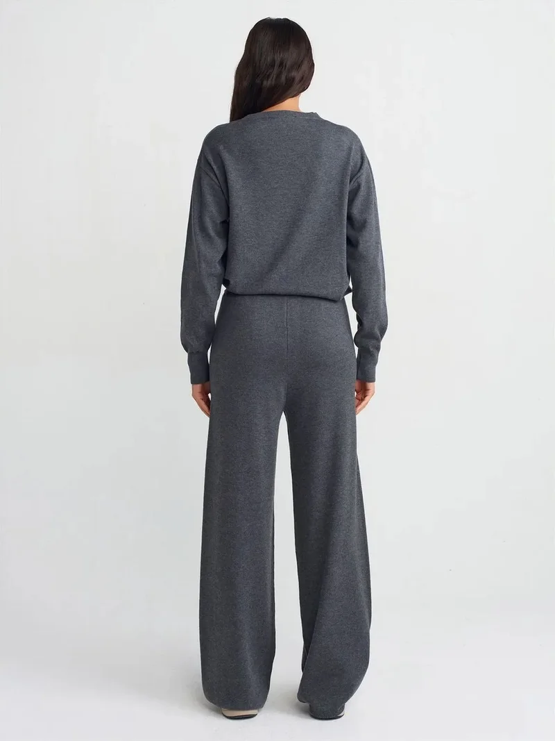 Dilvin DILVIN Women’s Wide-leg Lurex Knit Trousers