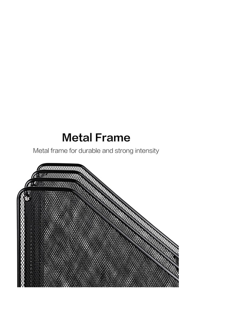 Terabyte Mesh Magazine File Holder, Desk Organizer File Folder Document Rack for Office Organization and Storage, 3 Vertical Compartments, Black - Image 4