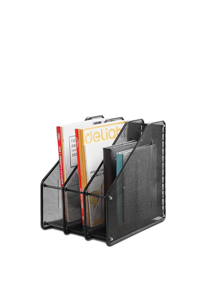 Terabyte Mesh Magazine File Holder, Desk Organizer File Folder Document Rack for Office Organization and Storage, 3 Vertical Compartments, Black - Image 5