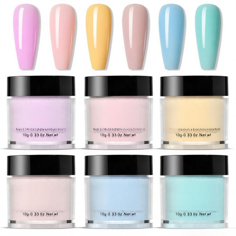 6 Colors Nail Dipping Powder Set Nail Art Dip Powder Kit Fast-drying No UV/LED Nail Lamp Needed for DIY Salon Nail Art Manicure - Image 1
