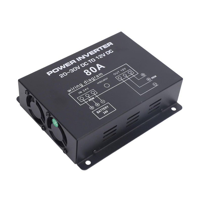 80A 24V إلى 12V محول DC منظم جهد تنازلي مع مروحتين مزدوجتين للسيارة والشاحنة والعربة السكنية - Image 3