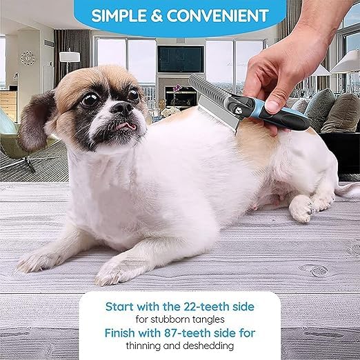 Doville 2-in-1 Hair Brush for Dogs | Dog Brush for Grooming | Dual Head Deshedding and Dematting Steel Dog Comb | Cat Grooming Kit Brushes | Pet Grooming Brush for Dogs & Cats | Pet Hair Remover Brush - Image 5