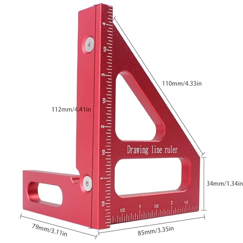 KETIPED Imperial 3D Multi-Angle Measuring Ruler,45/90 Degree Aluminum Alloy Woodworking Square Protractor, Miter Triangle Ruler High Precision Layout Measuring Tool for Engineer Carpenter,003R - Image 2