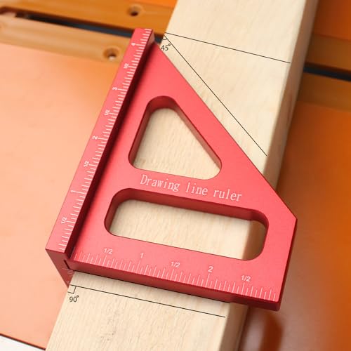 KETIPED Imperial 3D Multi-Angle Measuring Ruler,45/90 Degree Aluminum Alloy Woodworking Square Protractor, Miter Triangle Ruler High Precision Layout Measuring Tool for Engineer Carpenter,003R - Image 3