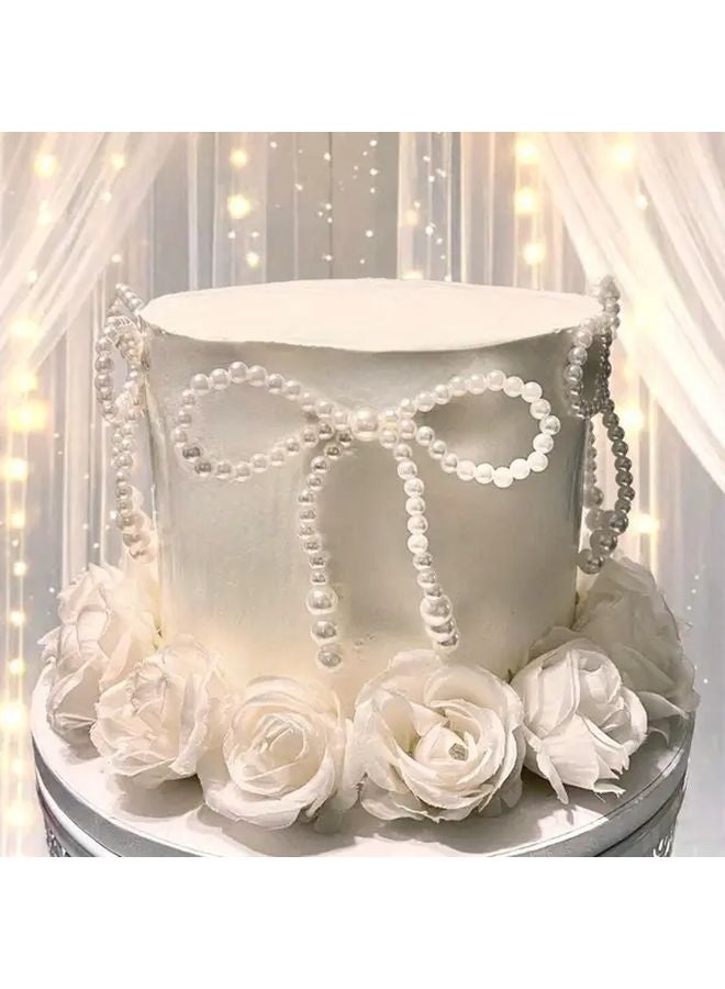 15pcs Pearl Bow Cake Toppers Wedding Birthday Party Cupcake Decorations - Image 4