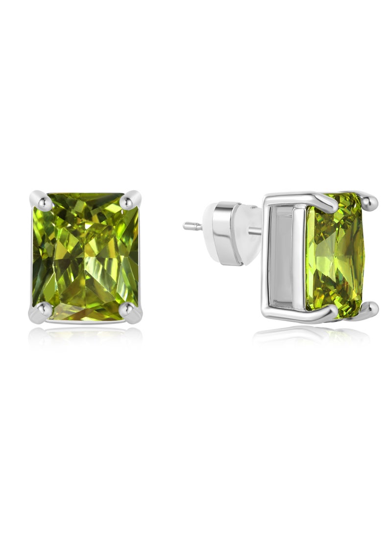 Yellow-Green Zircon Stud Earrings