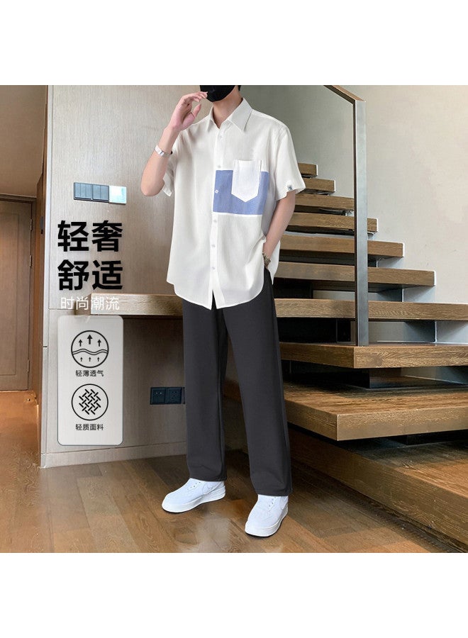 FOLUNSI Men's Summer Two-piece Business Casual Set - Light Luxury Loose Comfortable Pants And Shirt Outfit - Image 2