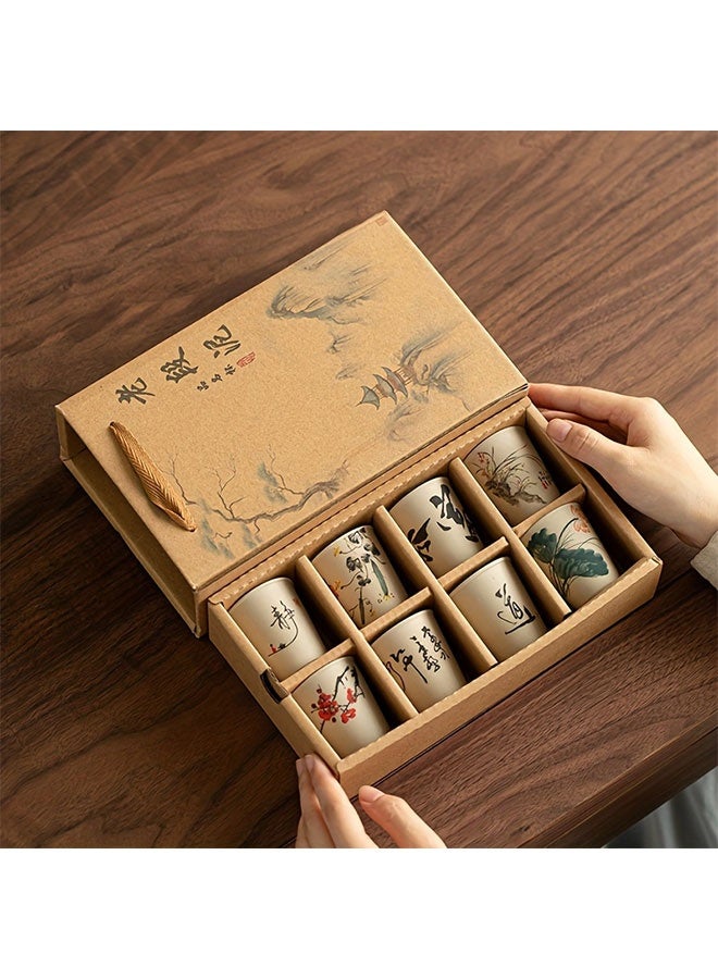 مجموعة اقتصادية من 8 أكواب قهوة خزفية (45 مل) - زه...