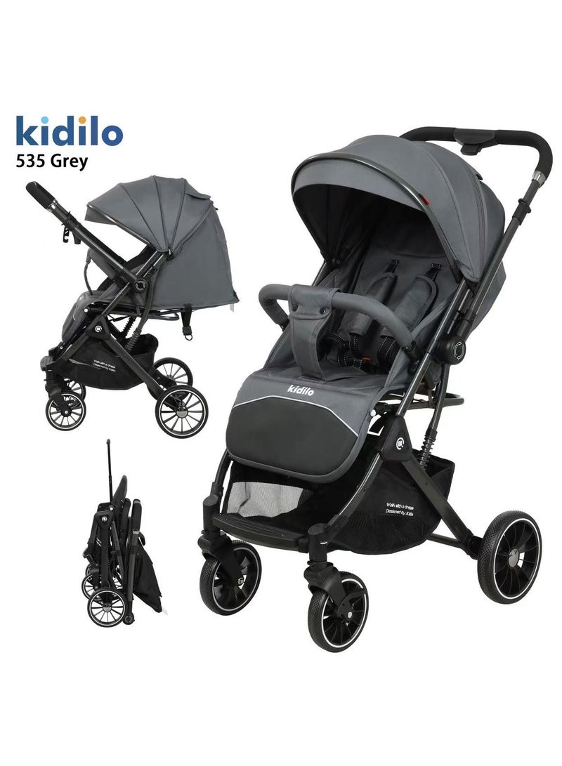 كيديليو عربة الأطفال كيديلو – عربة سفر قابلة للطي ومدمجة مع مظلة قابلة للتعديل، حزام أمان خماسي النقاط، تصميم مريح وعملي، تعليق ناعم، وسهولة في المناورة للأطفال والرضع.