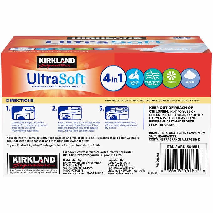 Kirkland مناديل مكينة تليين الأقمشة من كيركلاند، رائحة منعشة، 250 قطعة (عبوة من 2) - Image 2