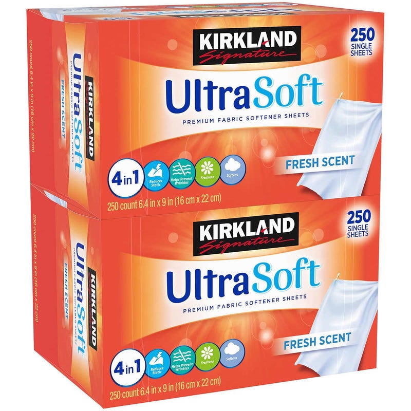 Kirkland مناديل مكينة تليين الأقمشة من كيركلاند، رائحة منعشة، 250 قطعة (عبوة من 2) - Image 4