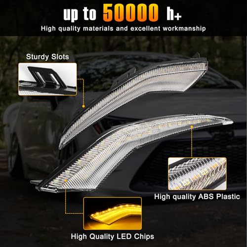 AMSPRAC LED Fog Light,Daytime Running Fog Light Assembly,Amber/White/Blue DRL Fog Light Replacement fit for Toyota Corolla L LE XLE Hybrid 2020 2021 2022,Front Bumper Fog Lamp W/Wiring Harness,2PCS - Image 4