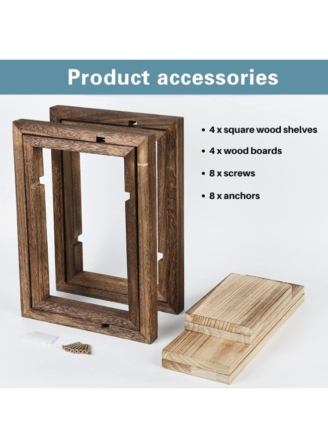 XiuWoo Wood Wall Shelves for Bedroom Farmhouse - Rustic Floating Shelf Decorative Storage Shelving Wall Mounted Decor with Frame for Living Room - Image 3