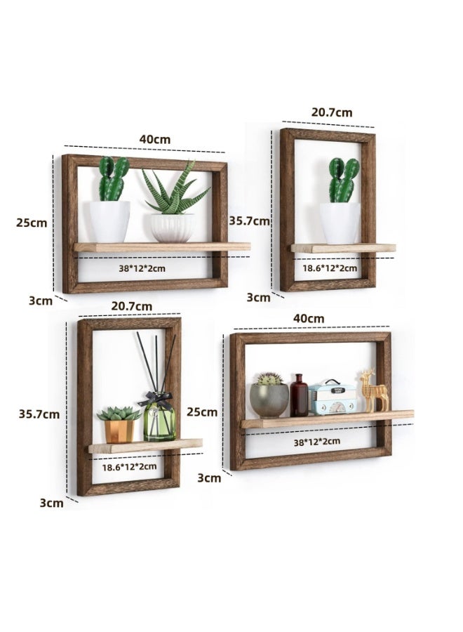 XiuWoo Wood Wall Shelves for Bedroom Farmhouse - Rustic Floating Shelf Decorative Storage Shelving Wall Mounted Decor with Frame for Living Room - Image 5
