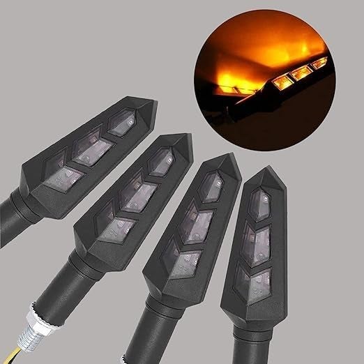 Autozap Bike Indicators 6 LED KTM Style Sleek Bike LED Indicators Turn Signal Lights Bulb Blinkers Front Rear Compatible for Motorbike (Amber, Set of 4 PCs) - Image 3