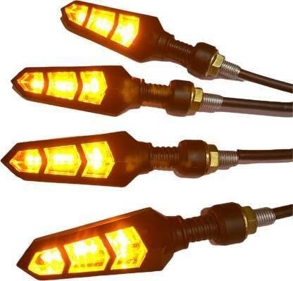Autozap Bike Indicators 6 LED KTM Style Sleek Bike LED Indicators Turn Signal Lights Bulb Blinkers Front Rear Compatible for Motorbike (Amber, Set of 4 PCs) - Image 1