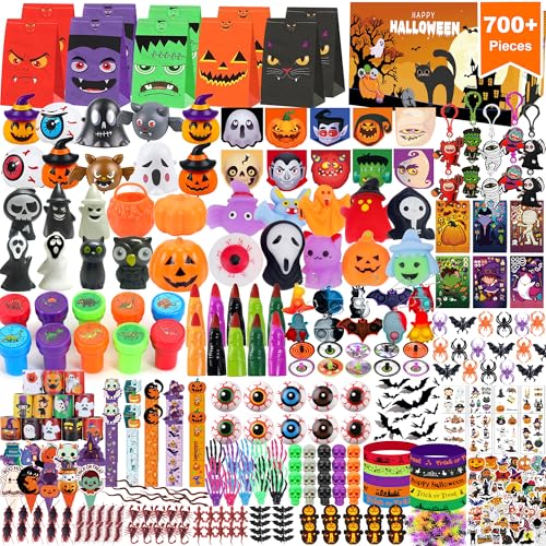 PLOUGVI 702PCS Halloween Party Favors Supplies Decorations Trick or Treat Goodies Bag Fillers Stuffers Halloween Toys for Classroom Prizes Gifts - Image 1