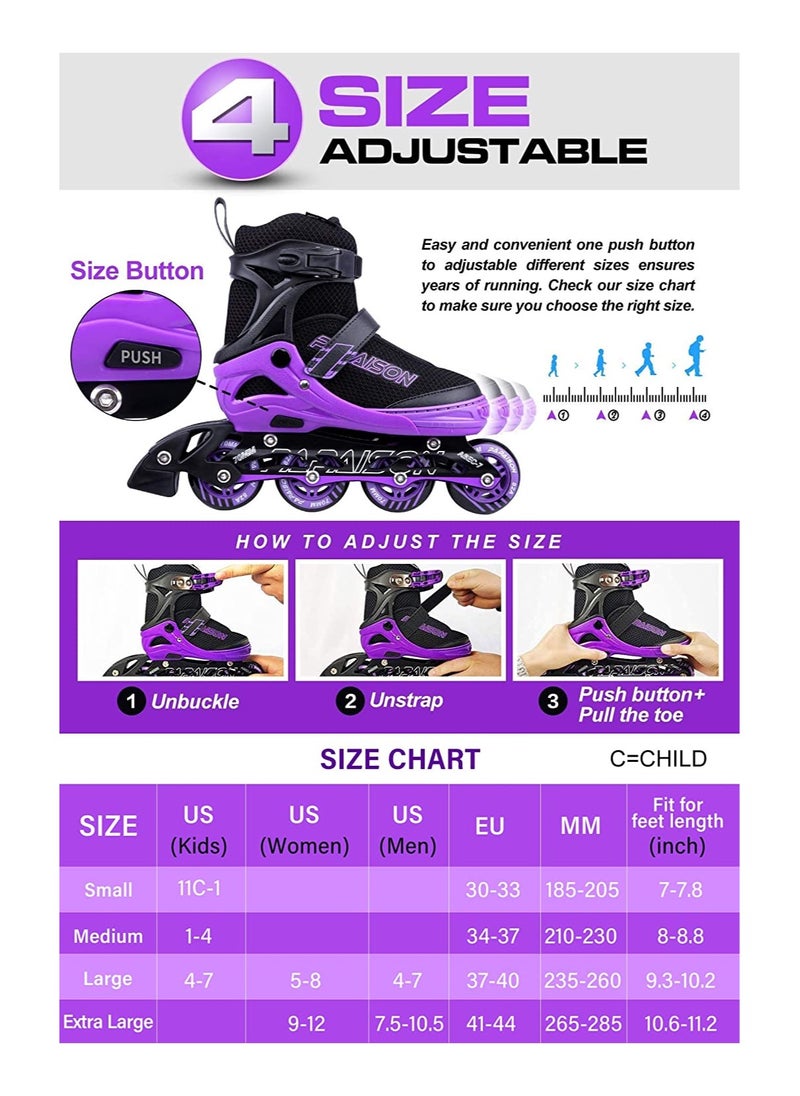 Papaison Adjustable Inline Skates with Light Up Wheels