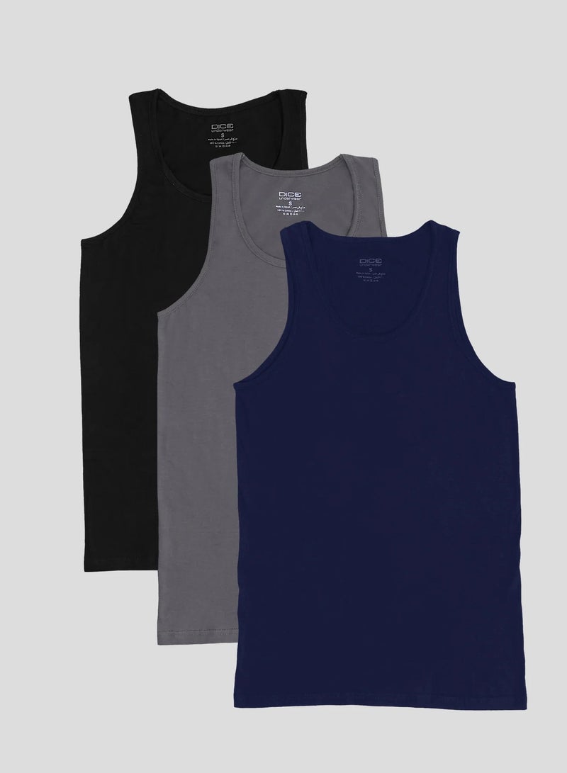 DICE Pack of 3 Cotton 100% Sleeveless Tank Top for Men - Image 1