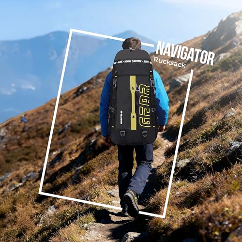 Gear Navigator 55L Extra Large Water Resistant Rucksack/Travel bag/For Men & Women(Black - Yellow) - Image 2
