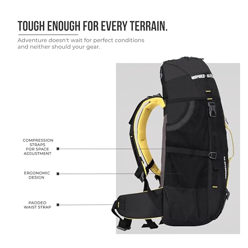 Gear Navigator 55L Extra Large Water Resistant Rucksack/Travel bag/For Men & Women(Black - Yellow) - Image 5