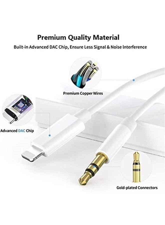 esbeecables Aux Cord for iPhone, Apple MFi Certified Lightning to 3.5mm Aux Cable for Car Compatible with iPhone 14 13 12 11 XS XR X 8 7 6 iPad iPod for Car Home Stereo Headphone Speaker, 3.3FT White - Image 3