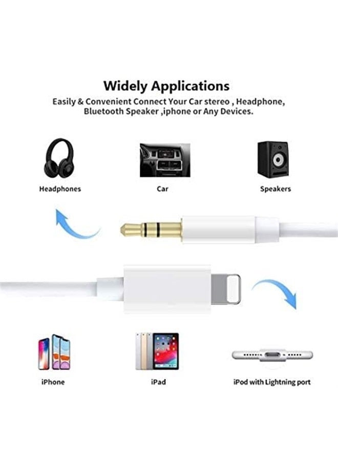 esbeecables Aux Cord for iPhone, Apple MFi Certified Lightning to 3.5mm Aux Cable for Car Compatible with iPhone 14 13 12 11 XS XR X 8 7 6 iPad iPod for Car Home Stereo Headphone Speaker, 3.3FT White - Image 5