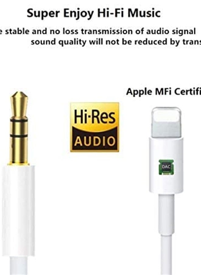 esbeecables Aux Cord for iPhone, Apple MFi Certified Lightning to 3.5mm Aux Cable for Car Compatible with iPhone 14 13 12 11 XS XR X 8 7 6 iPad iPod for Car Home Stereo Headphone Speaker, 3.3FT White - Image 4