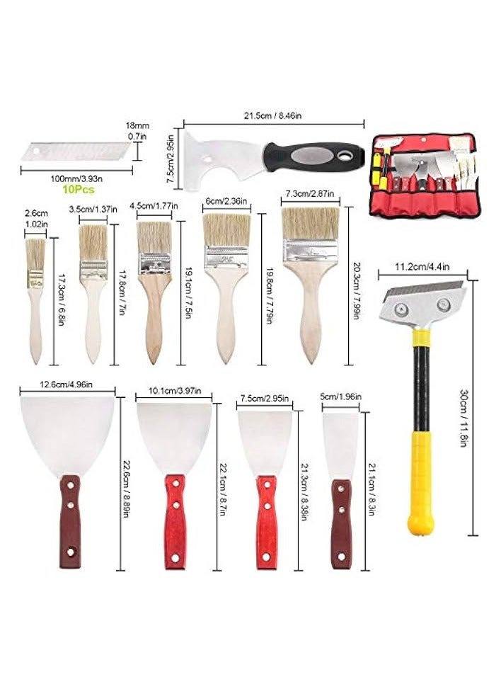 PROMASS 23 Pieces Stainnless Steel Putty Knife Scrapers 2/3/4/5 inch & Chip Paint Brushes Assortment Kit, Spackle Knife for Drywall Spackle & Mud, Plaster Sc Paint, Decals, and Wallpaper  - Image 2