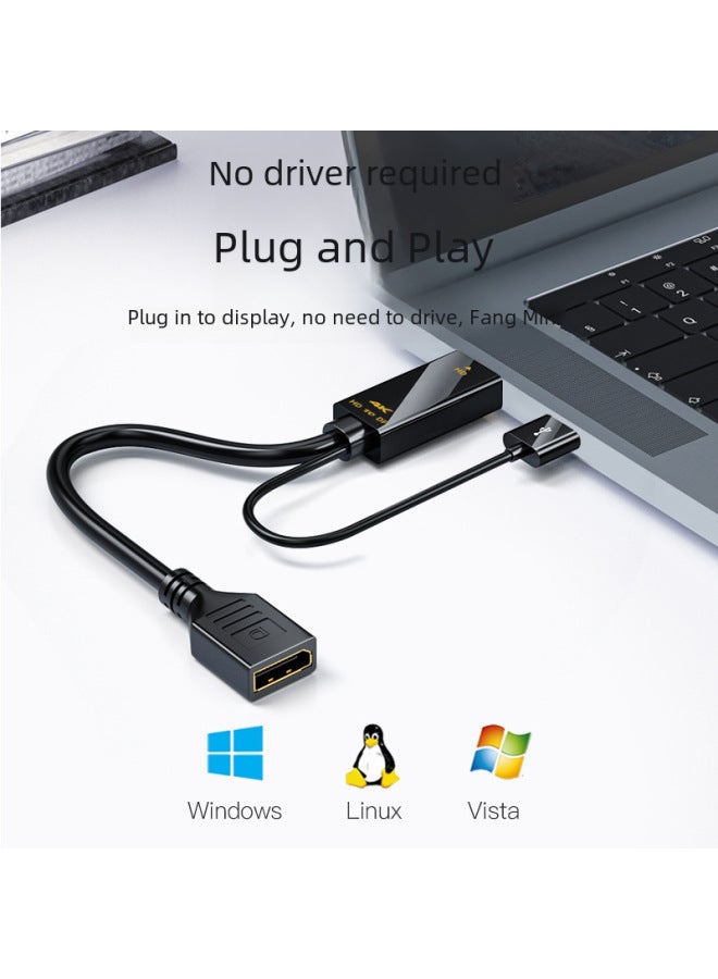 نيوترل محول 4K عالي الدقة HDMI إلى DP كابل كمبيوتر رئيسي لـ PS4 مع محول مزود بشريحة - Image 2