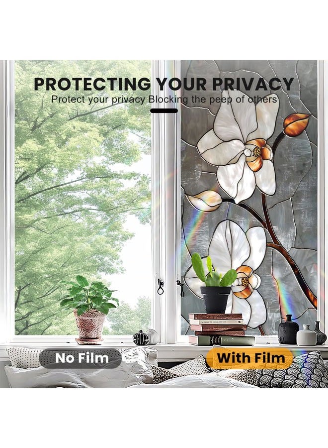 AOHMPT Window Privacy Film Static Cling - Stained Glass Decorative Sun Blocking Window Covering, Non-Adhesive Removable Stickers for Home & Office, 17.5" x 39.3" (Color 20) - Image 5