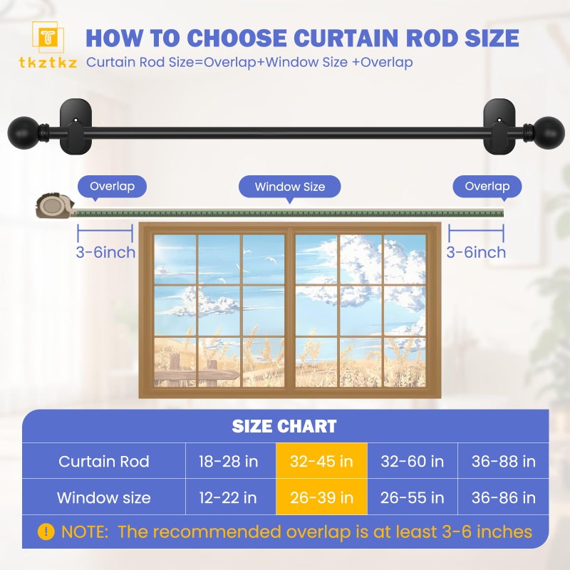 TKZTKZ Curtain Rods No Drilling for Windows 32 to 45 Inch:No Drill Small White Curtain Rod with Adhesive Brackets for Bedroom,5/8" Apartment Renter Friendly Adjustable Drapery Rods Easy Install - Image 5