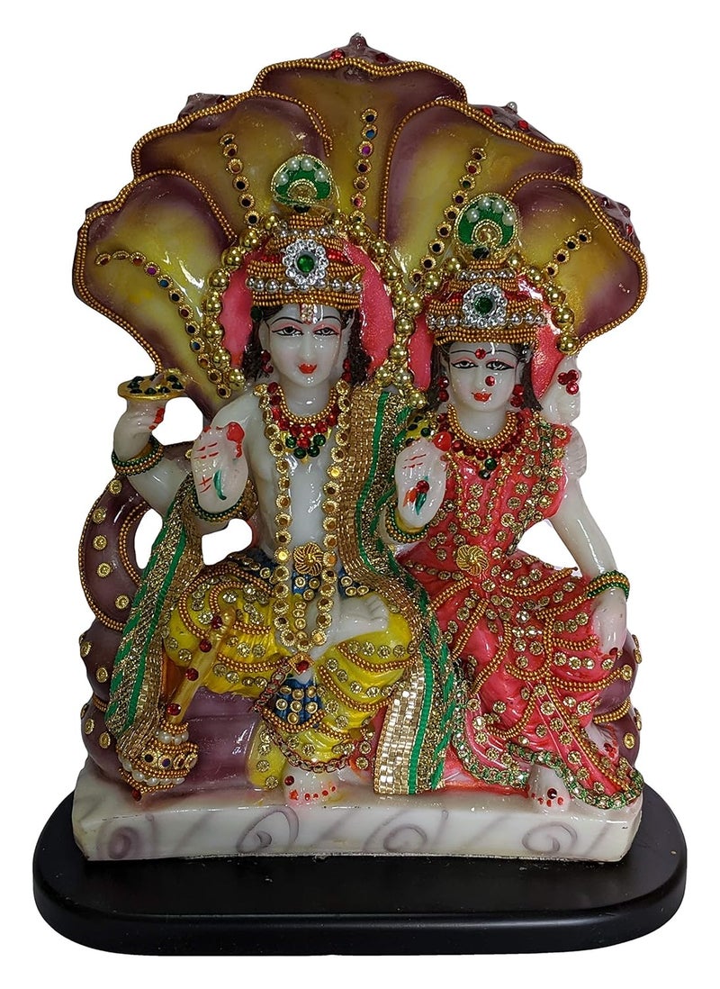 Sacred Blessings Polyresin Lord Vishnu Laxmi Murti Narayan Idol 23 x 10 x 31 cm Multicolour 1 Piece - Image 1