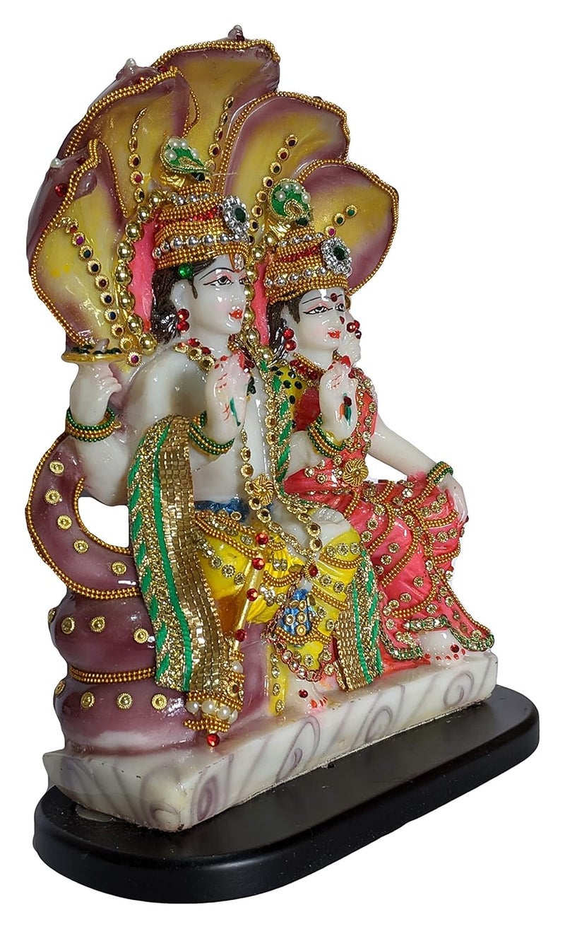 Sacred Blessings Polyresin Lord Vishnu Laxmi Murti Narayan Idol 23 x 10 x 31 cm Multicolour 1 Piece - Image 2