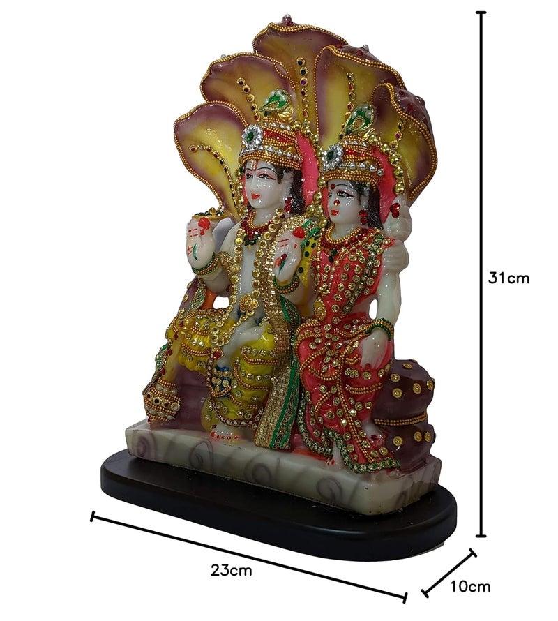 Sacred Blessings Polyresin Lord Vishnu Laxmi Murti Narayan Idol 23 x 10 x 31 cm Multicolour 1 Piece - Image 4
