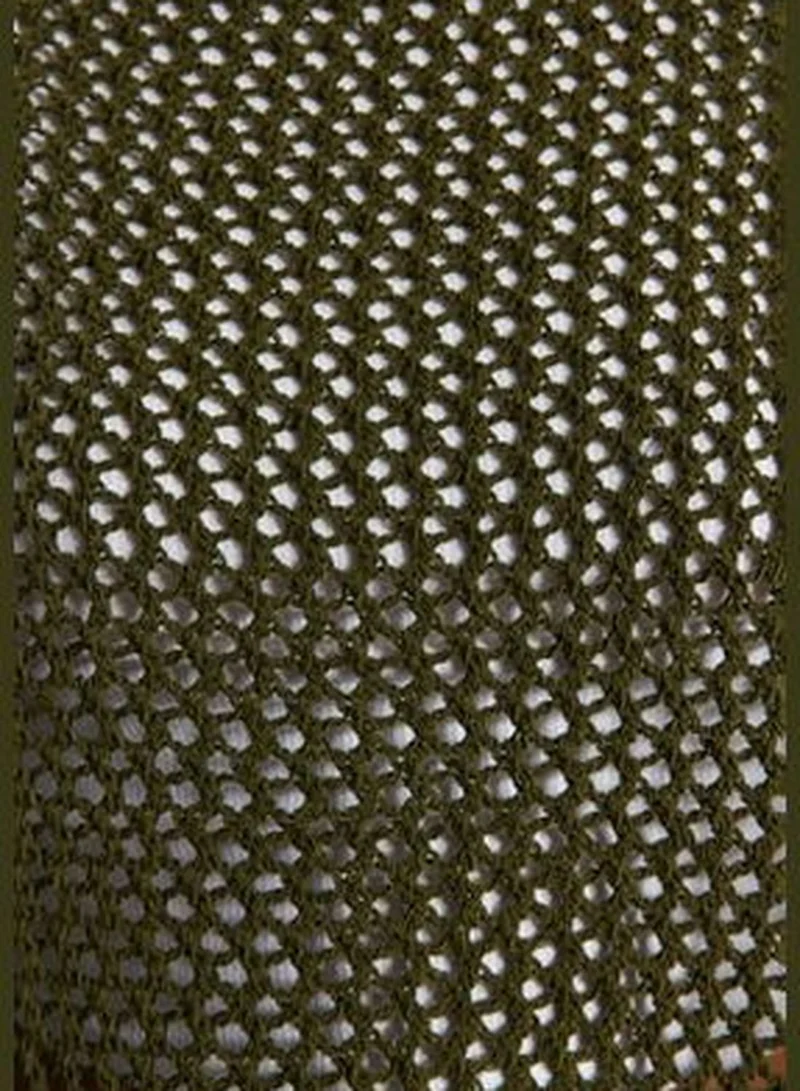 trendyol Khaki Super Wide Fit Cotton Openwork/Perforated Knitwear Sweater TWOAW20FV0184