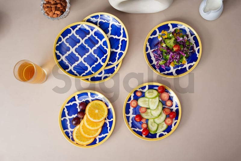 Sugalsu Dinner Plates 8inch Set of 4 Microwave Oven Dishwasher Safe Scratch Resistant Porcelain Durable Dishes for Steak Pizza Home Restaurant Party Blue Colors - Image 5