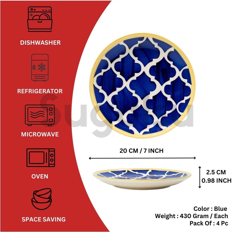 Sugalsu Dinner Plates 8inch Set of 4 Microwave Oven Dishwasher Safe Scratch Resistant Porcelain Durable Dishes for Steak Pizza Home Restaurant Party Blue Colors - Image 2