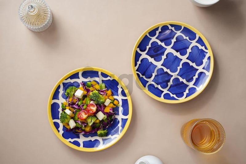 Sugalsu Dinner Plates 8inch Set of 4 Microwave Oven Dishwasher Safe Scratch Resistant Porcelain Durable Dishes for Steak Pizza Home Restaurant Party Blue Colors - Image 4