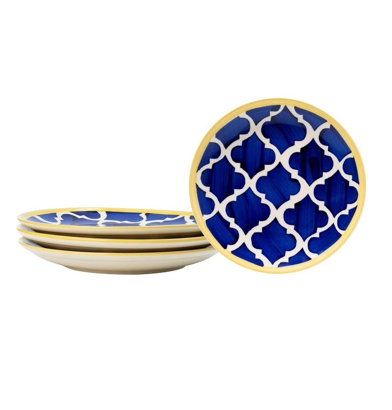 Sugalsu Dinner Plates 8inch Set of 4 Microwave Oven Dishwasher Safe Scratch Resistant Porcelain Durable Dishes for Steak Pizza Home Restaurant Party Blue Colors - Image 1