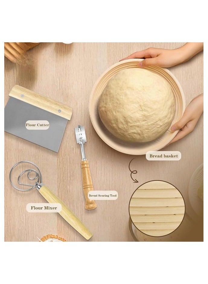 هومستر 1 بي سي سلة تدقيق البانيتون، طقم سلة تدقيق عجين الحمص للخبز الحرفي -أدوات صنع الخبز للمحترفين والمنزلين - Image 4