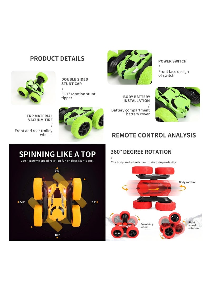 Loquat Remote Control Car Stunt RC Car, 2.4Ghz Double-sided 360° Rotation RC Track Headlight, Four-wheel Drive Off-road Drift RC Racing Toy - Image 3