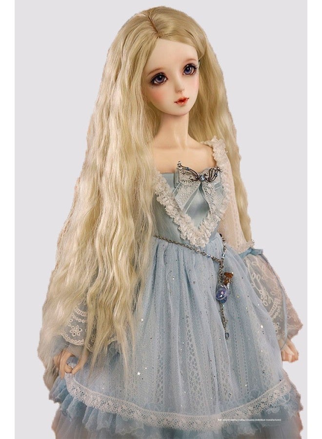 Bjd Sd Doll Wig Long Curly Hair Medium Big Wave Three Four Six Eight Men And Women Doll Wig-Height:Gray Pink-6 Points (head Circumference 16-17cm)