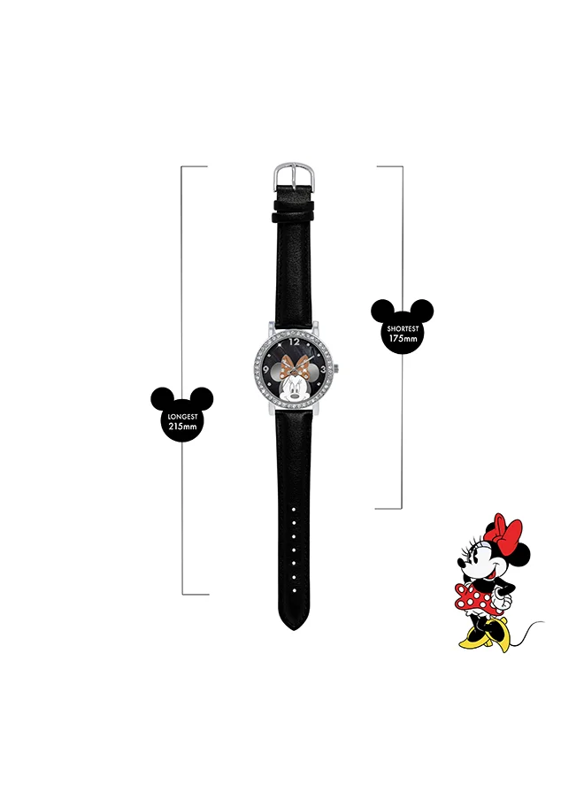 Disney Girl's Analog Round Shape PU Leather Wrist Watch MN1149 - 32 Mm