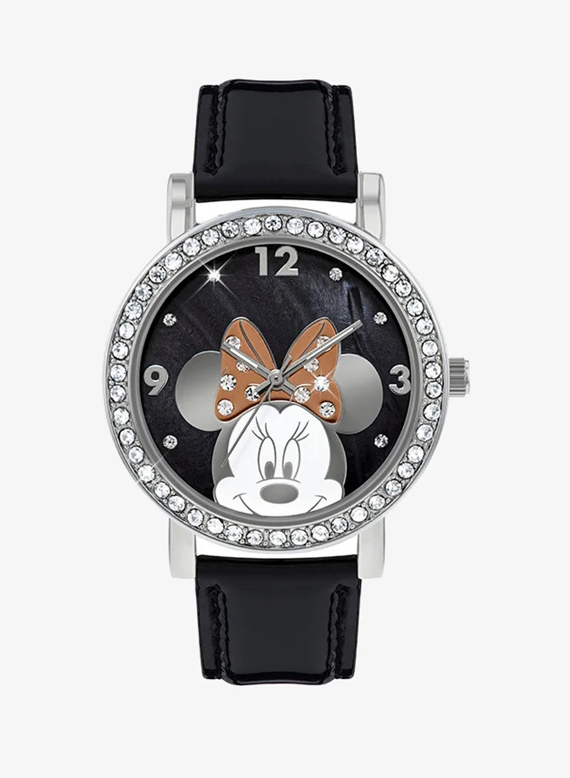 Disney Girl's Analog Round Shape PU Leather Wrist Watch MN1149 - 32 Mm