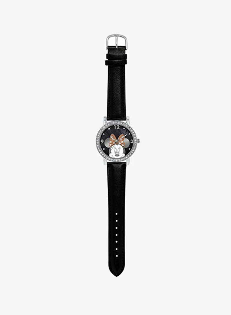 Disney Girl's Analog Round Shape PU Leather Wrist Watch MN1149 - 32 Mm