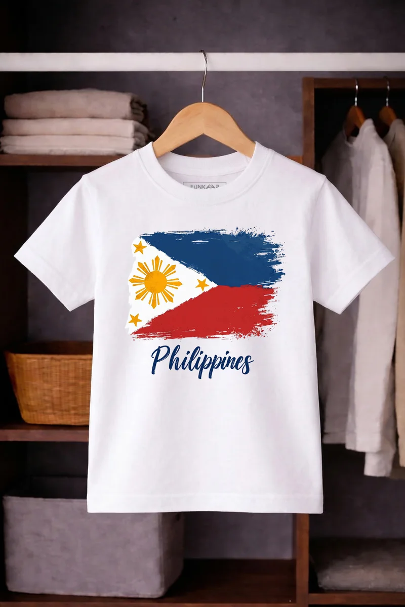 فنكار FUNKAAR تيشيرت أطفال للأولاد والبنات بطباعة علم الفلبين