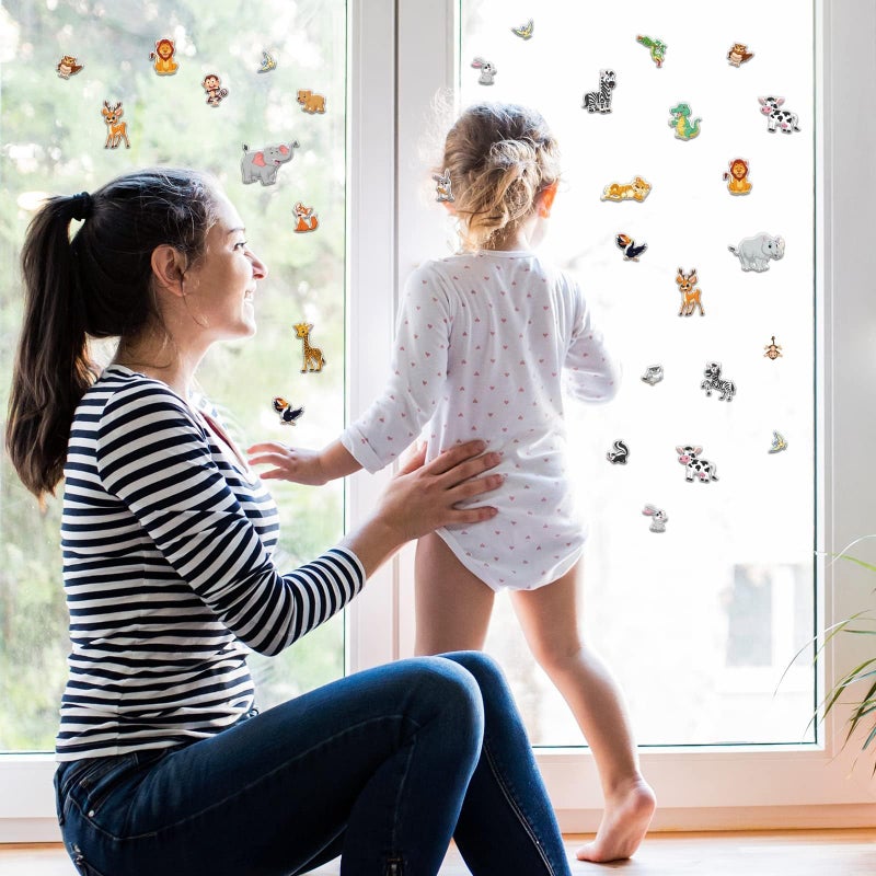 Tevxj 3D Jungle Animals Puffy Sticker Play Set Gifts Sticker Book Zoo Animals Window Clings Decals Home Airplane Classroom Nursery Safari Party Supplies Decorations Removable 100 Reusable Puffy Stickers - Image 5