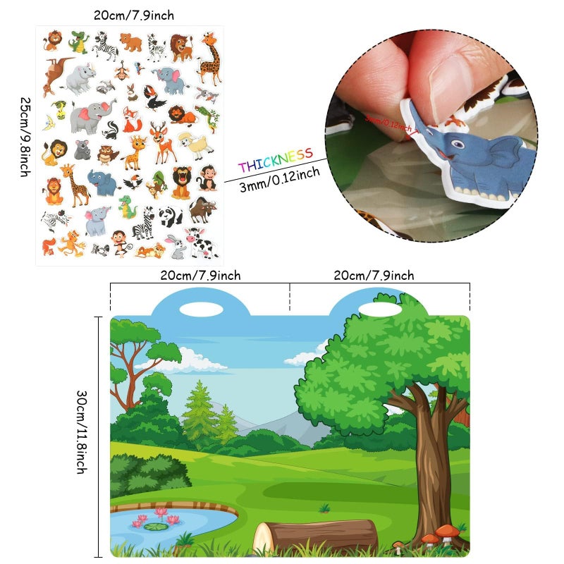 Tevxj 3D Jungle Animals Puffy Sticker Play Set Gifts Sticker Book Zoo Animals Window Clings Decals Home Airplane Classroom Nursery Safari Party Supplies Decorations Removable 100 Reusable Puffy Stickers - Image 2
