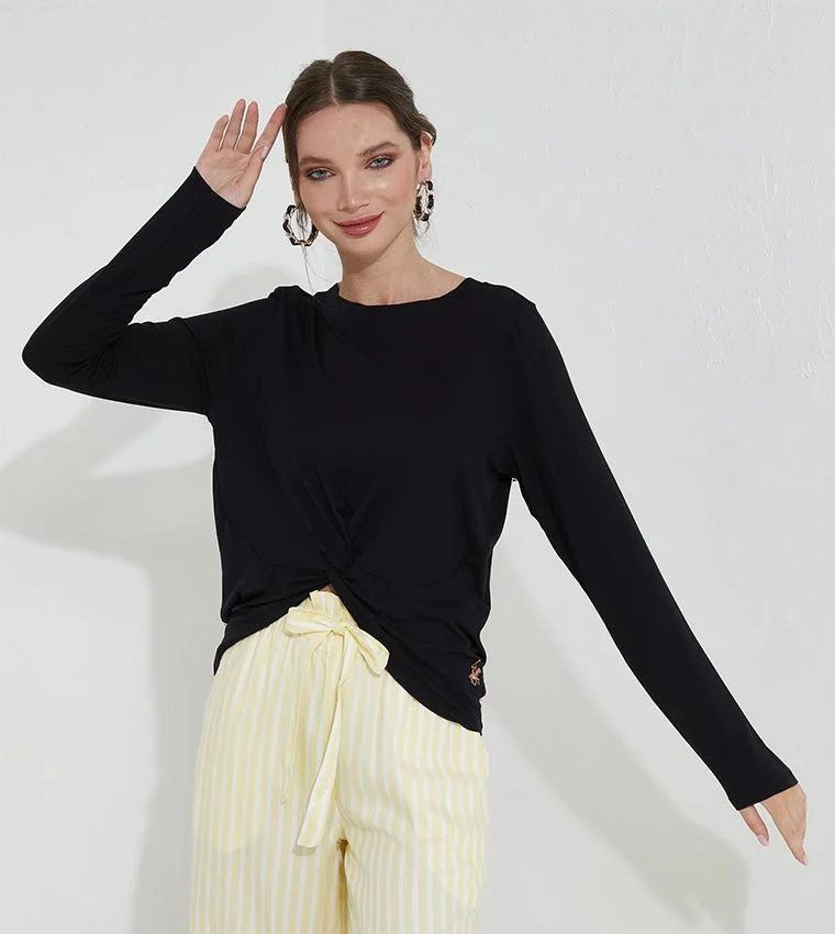 Solid Front Knot T-Shirt